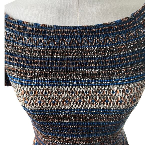 Boho Off Shoulder Mini Dress Size Small BLUEH CIEL - Picture 4 of 9